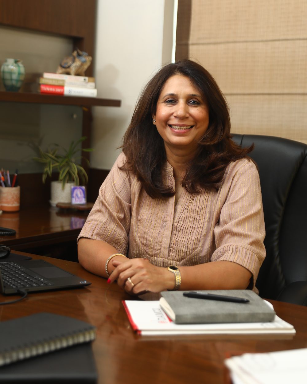 Dimple Gupta at her desk