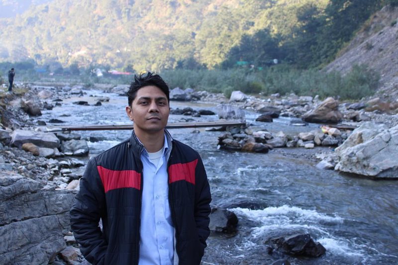 Pankaj Kumar by a mountain river