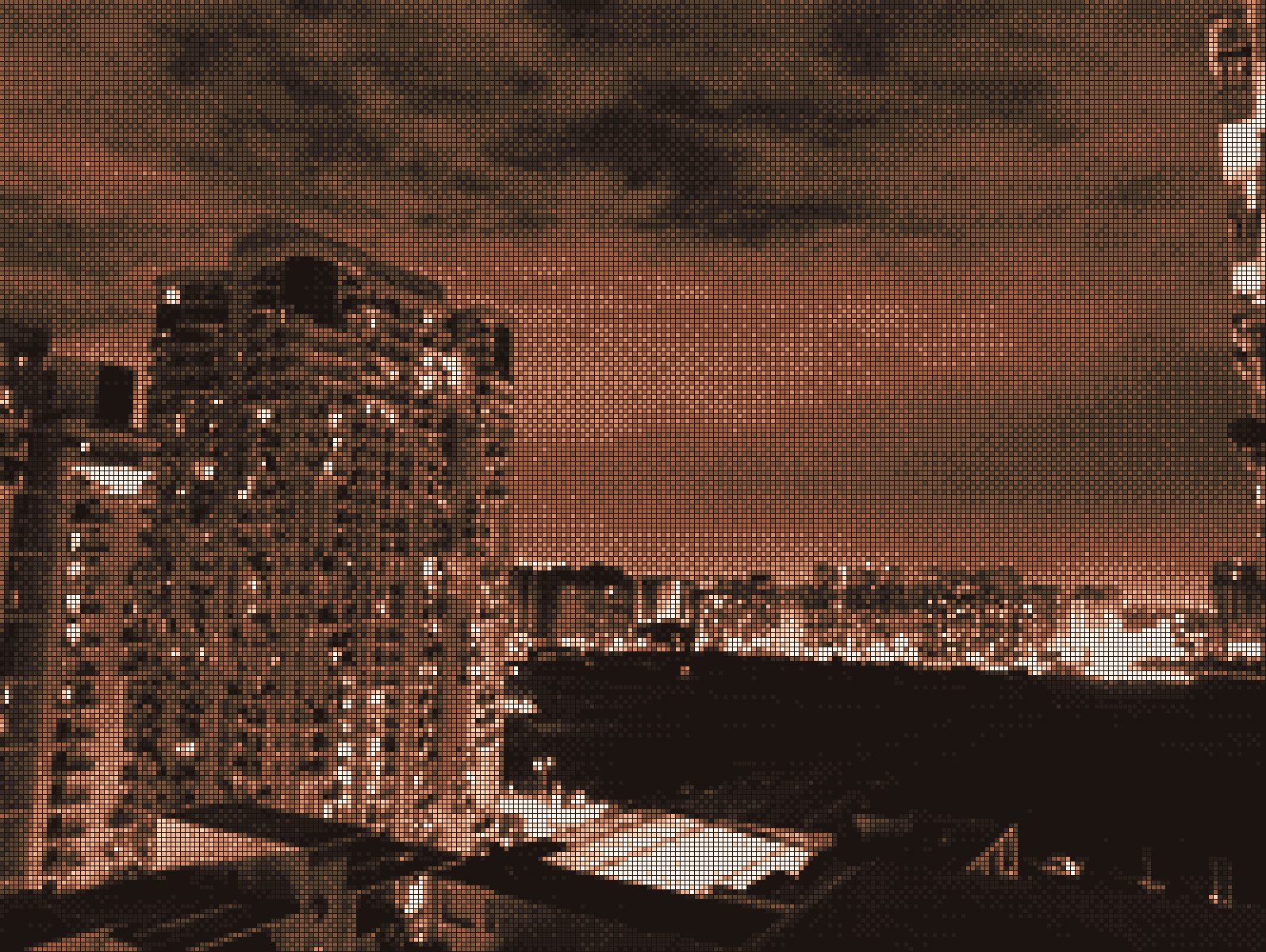 The Noida skyline at night, etched in bronze